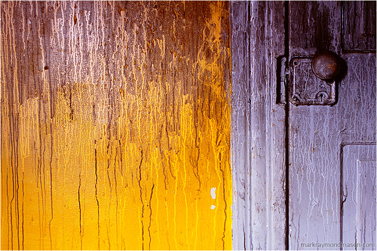 Smoke Damage: Calgary, AB, Canada (2007-00-00) - Abstract photograph of stained water streams on the colourful interior of a burned-out house